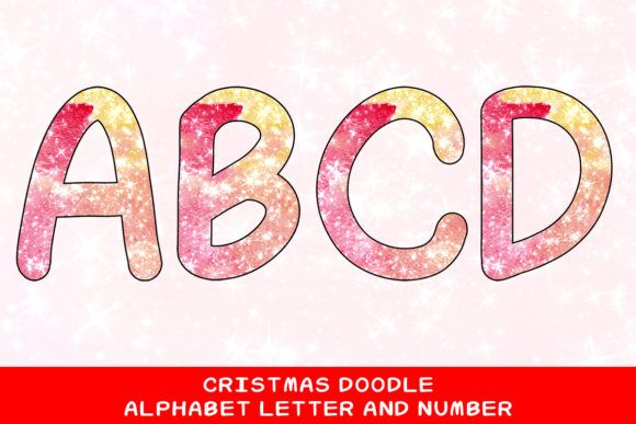 Christmas Doodle Alphabet Letter 87 for Creative Projects