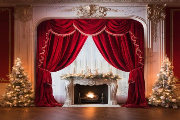 Christmas Fireplace Digital Backdrop for Creators