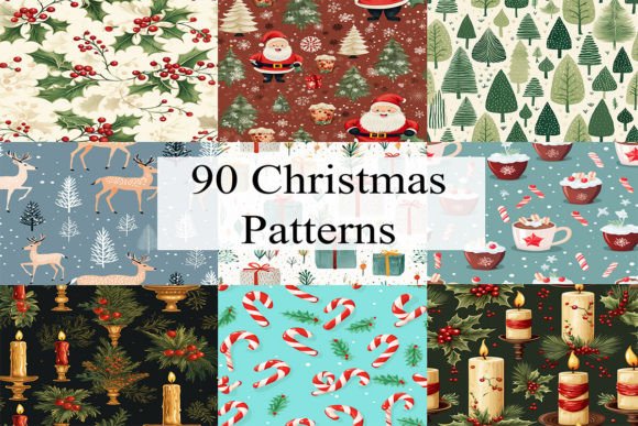 Christmas Patterns Bundle: 90 Vintage & Scandi Digital Papers