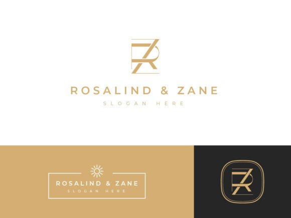 Gold Alphabet RZ Company Logo Template