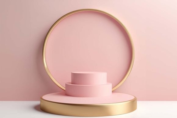 Pink and Gold Podium Background 7 for Modern Designs