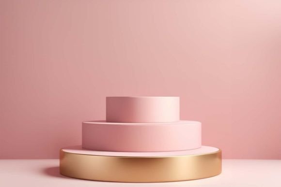 Pink and Gold Podium Background 9: A Strategic Asset for Elevated Brand Mockups