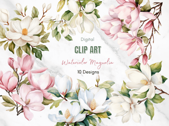Watercolor Magnolia Clipart for Creative Projects